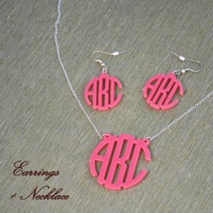 Circle Font 3 Initials Monogram Necklace And..