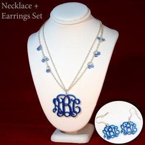 True Blue 3 Initials Monogram Necklace And..