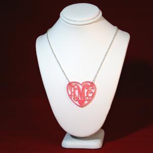 3 Initials Monogram Necklace Heart Love - 1.5 Inch..
