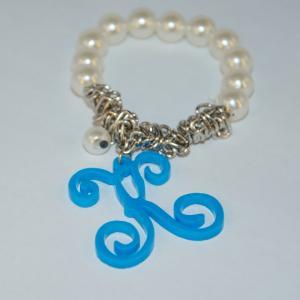 Personalized Pearl Bracelet With Acrylic Initial..