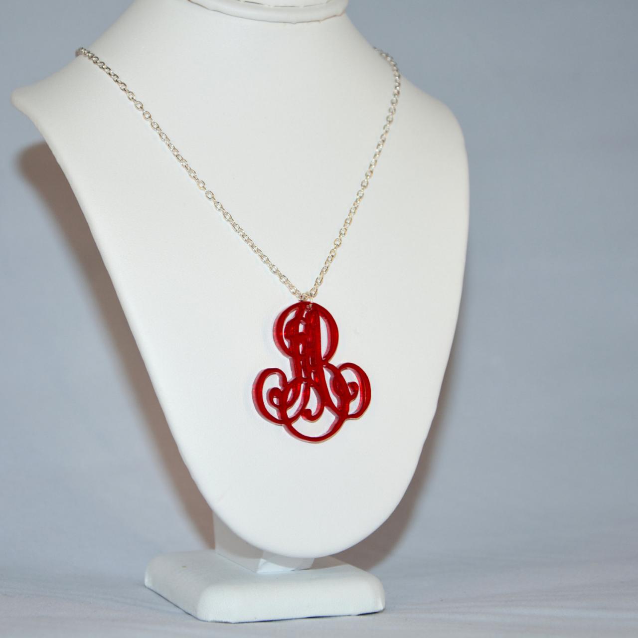 2 Letters Initial Monogram Customized Personalized Plastic Name Necklace