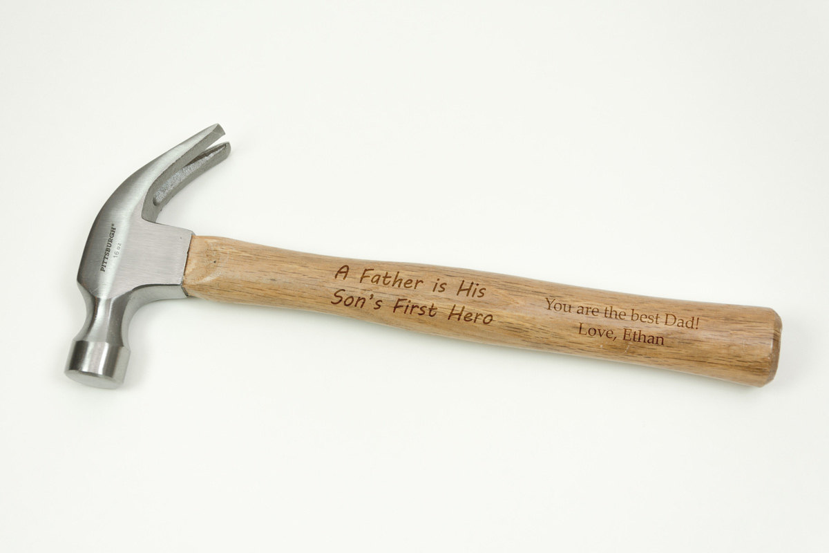 A Father Is His Son's First Hero - You Are The Dad! Message Engraved Hammer With Name Personalized Gift For Fathers Day