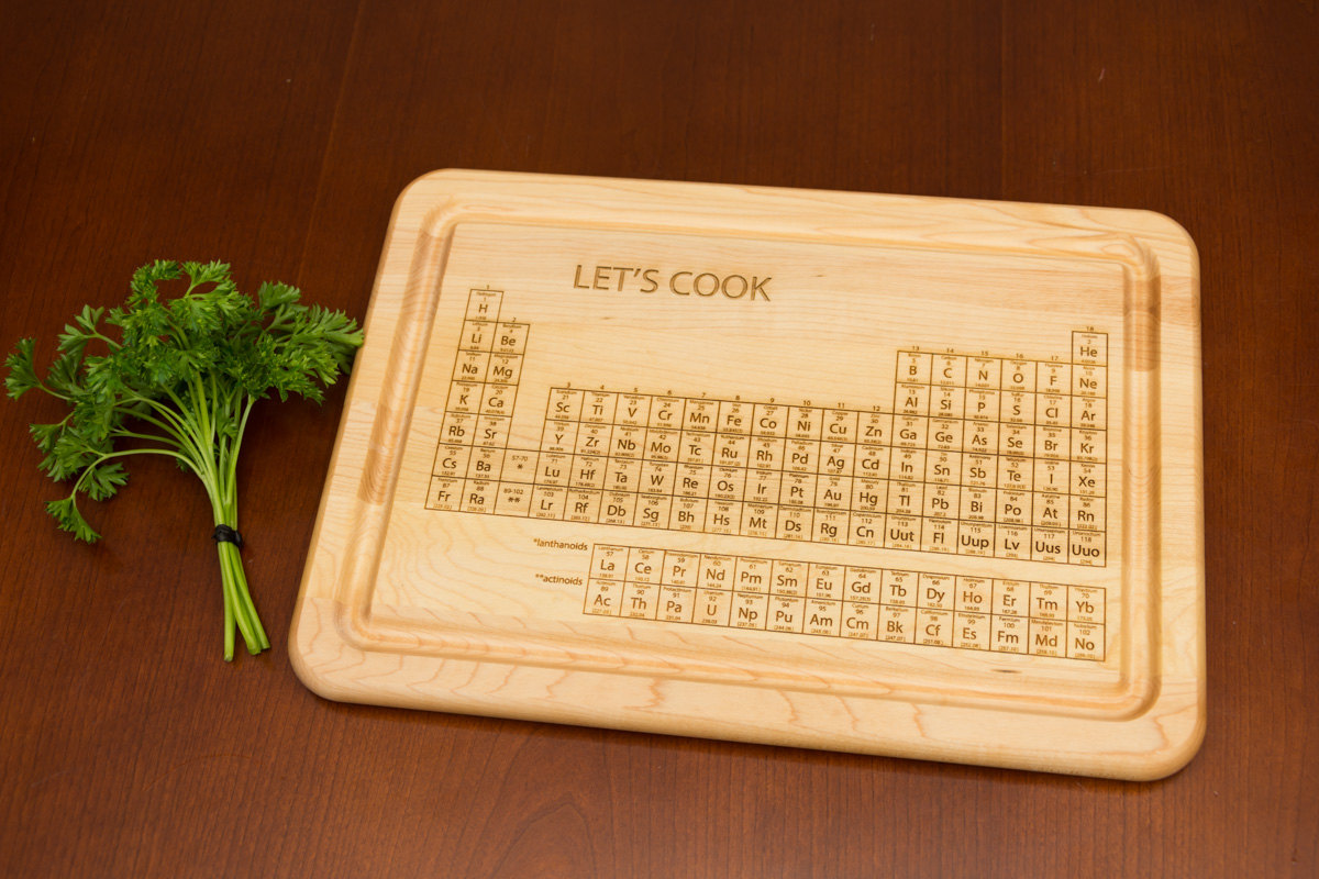Lets Cook - Periodic Table Of Elements Engraved Cutting Board - House Warming Decor, Graduation Gift