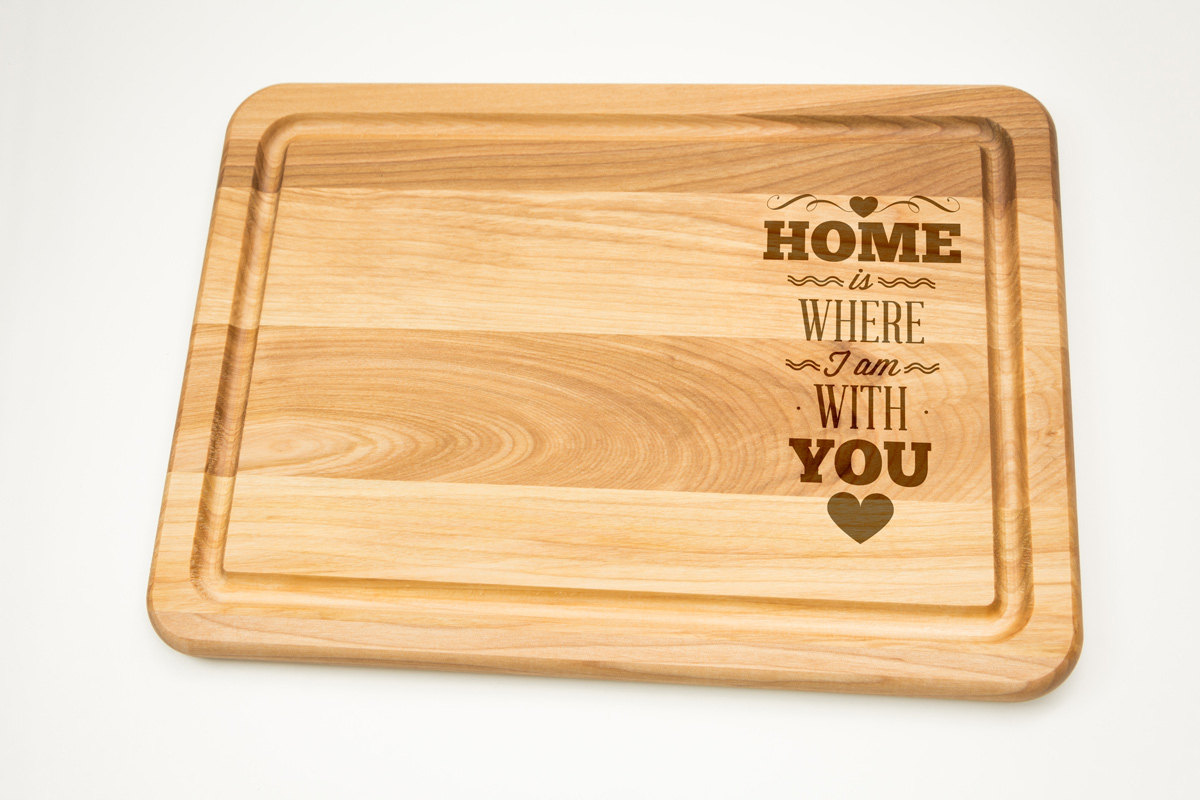 Home Is Where I Am With You Hardwood Cutting Board Select Sizes Laser Cut Engraving On Wood Designed For You Gift For Parents Thanksgiving