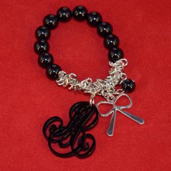initial personalized bracelet monogram letters customized name acrylic pearl letter handmade custom luulla